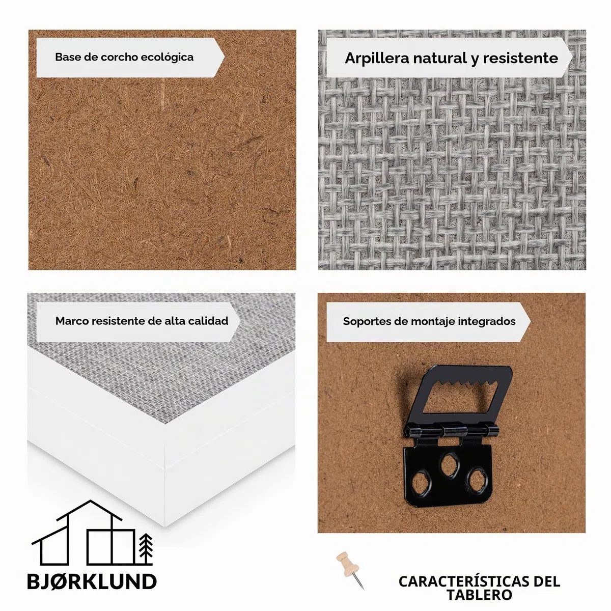 BJORKLUND Tableros de corcho | Tableros de visión grandes para el hogar, la oficina y los dormitorios
