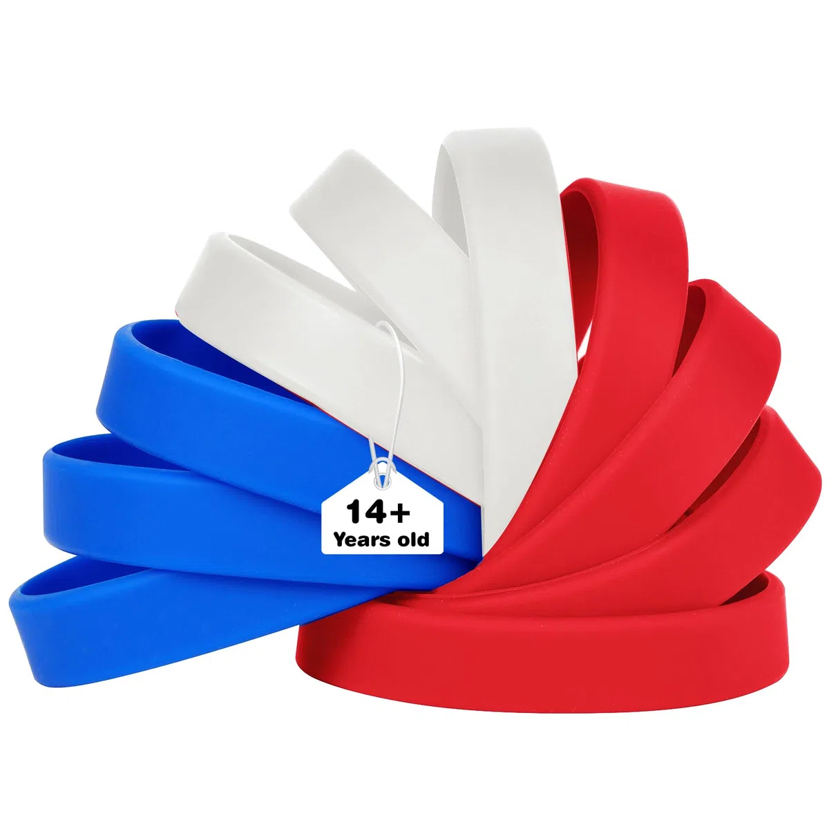 50 piezas Pulseras de Silicona Azul/Rojo/Blanco, 20.2 cm Pulseras Elásticas de Goma Reutilizables para Hombre y Mujere, Pulseras Coloridas para Fiestas, Eventos, Festivales de Música, Deportes