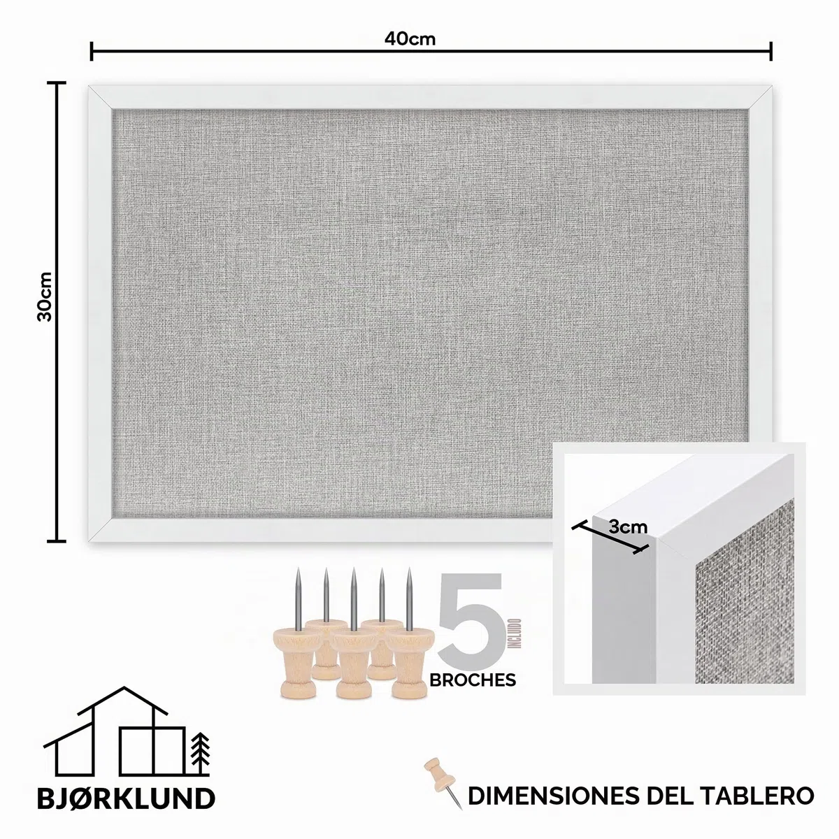 BJORKLUND Tableros de corcho | Tableros de visión grandes para el hogar, la oficina y los dormitorios