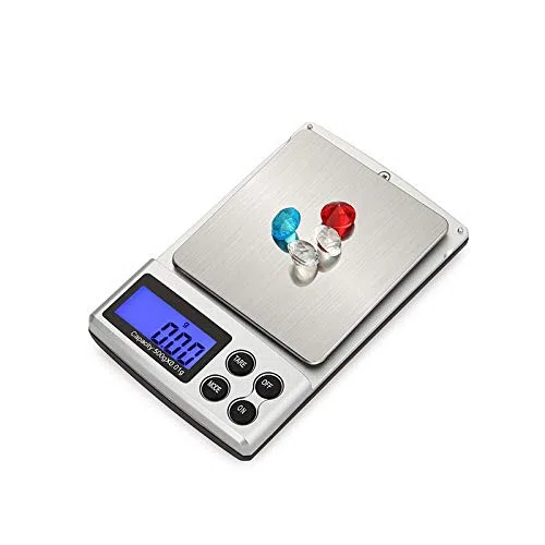 Báscula de joyería, báscula de bolsillo para monedas, 200 g/0,01 g, con pantalla LCD retroiluminada, báscula digital de bolsillo negra para joyas, monedas, hierbas