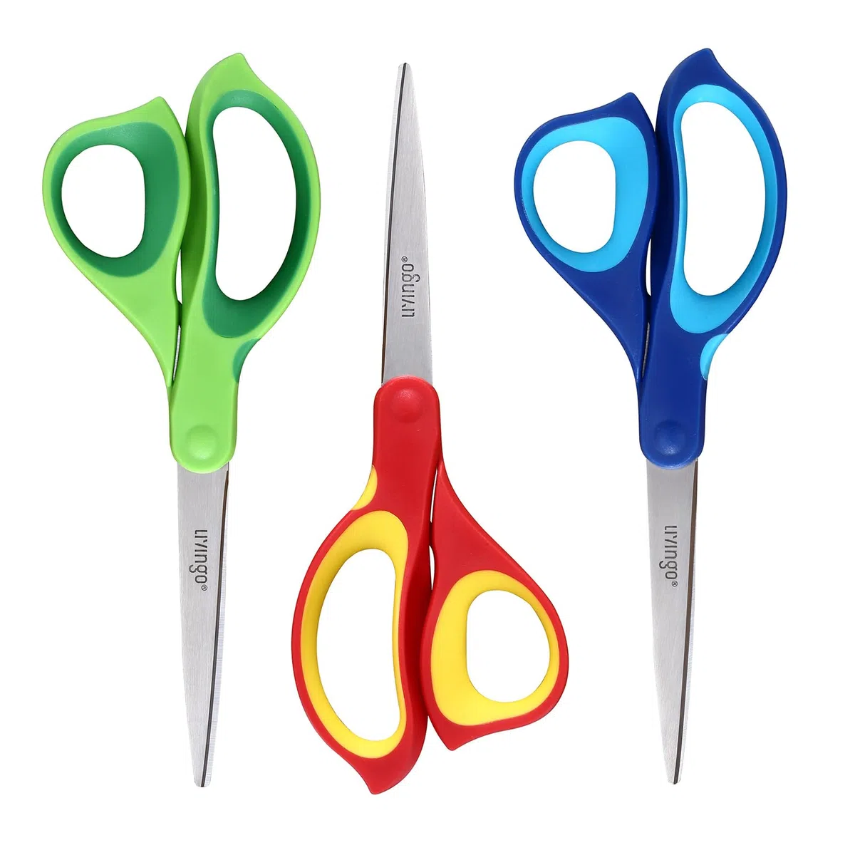 LIVINGO Tijeras para zurdos para adultos, revestimiento de acero inoxidable forjado, tijeras de agarre cómodas, superafiladas para zurdos, para oficina, hogar, uso general, manualidades profesionales