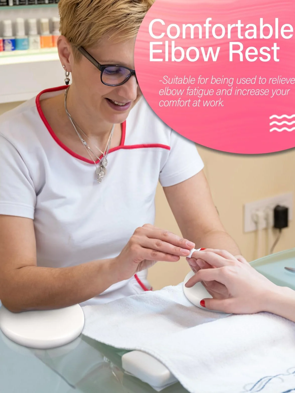2PCS Nail Tech Elbow Rest, TOROKOM Descanso de Codos para Técnicos de Uñas, Descanso de Codospara Manicura, Reposabrazos para Manos en Uñas (Blanco)