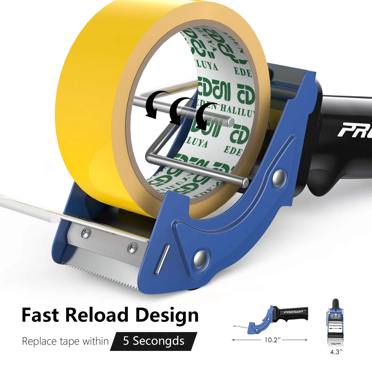 Dispensadores de Cinta Adhesiva con Mango Ergonómico, 50mm Dispensador de Cinta para Fácil Utilización en Trabajos de Empaquetado, Azul
