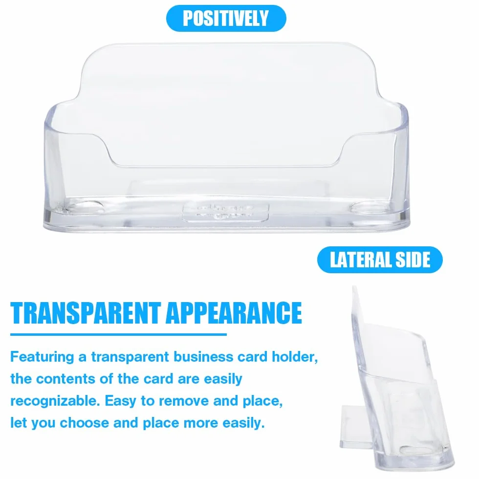 Soporte para Tarjeta de Visita Transparente Plástico Expositor Tarjetero 12 Piezas 9,7 x 4,5 x 1,7 cm