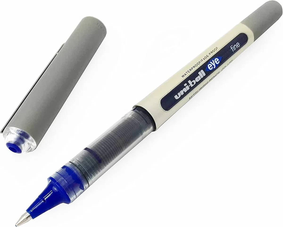UNI-BALL - Uni Mitsubishi Pencil - 10 bolígrafos Uni-Ball Eye Fine UB-157 - Bolígrafo de tinta líquida azul - Punta 0,7 mm - Escritura mediana