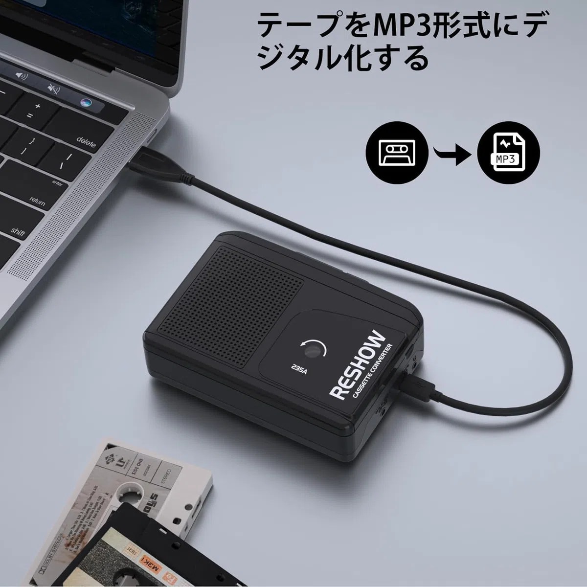 Reshow Reproductor De Casetes Portátil, Reproductor Y Grabador De Casetes Con Altavoz Integrado, Alimentación USB-C, Para Reproducción De Música, Grabación, Estudiantes, Viajes, Amantes De La Música N