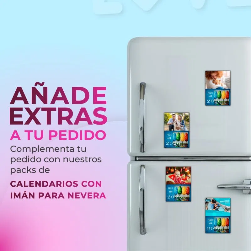 Calendario Personalizado 2026 para Pared con Notas de 43,5cm y Contiene Colgador - Añade Fotos, Textos o Logo - Almanaque con Faldilla Mensual, Ideal para Organizador Mensual o Regalo Navidad