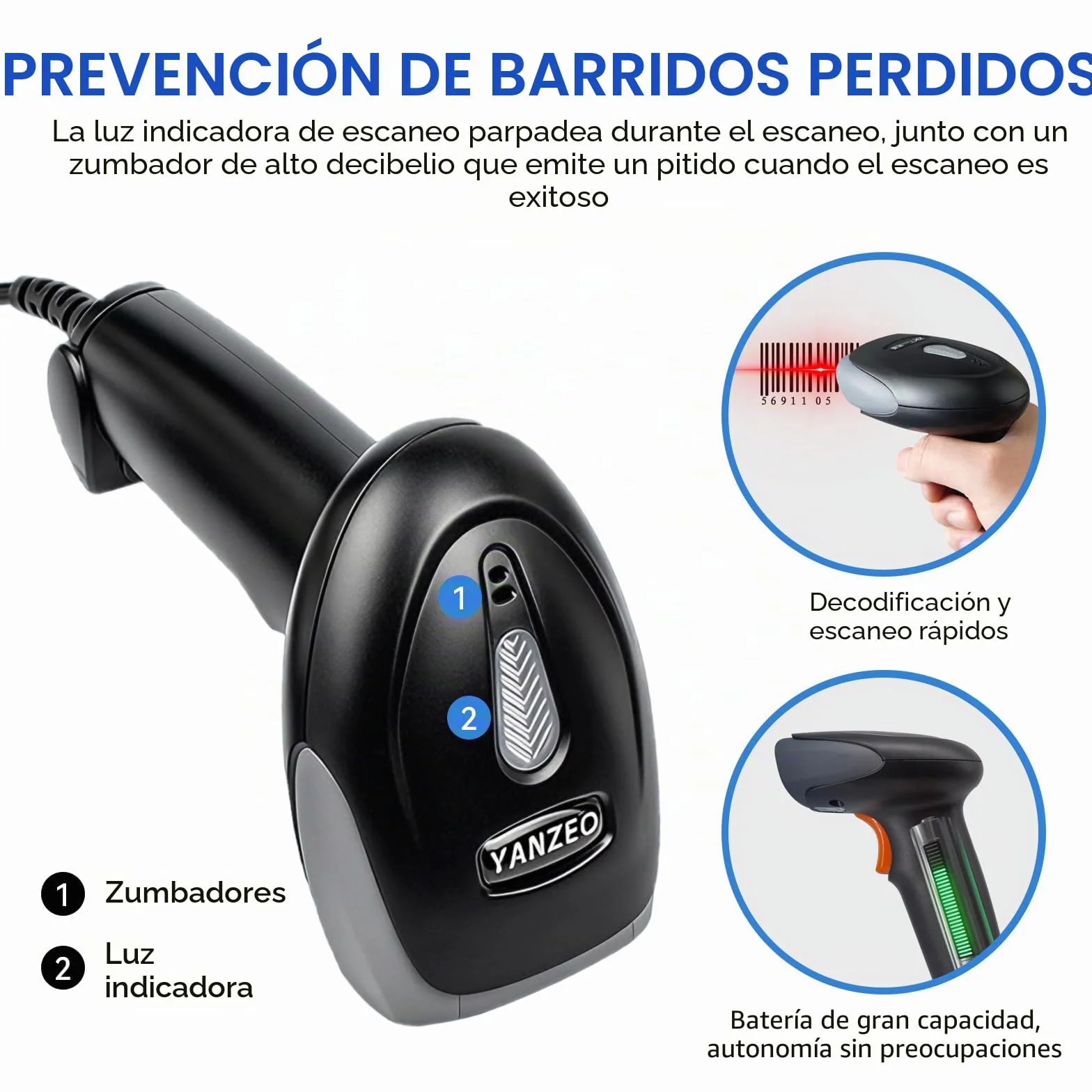 Yanzeo Escáner de códigos de barras USB CCD L1100 para computadora