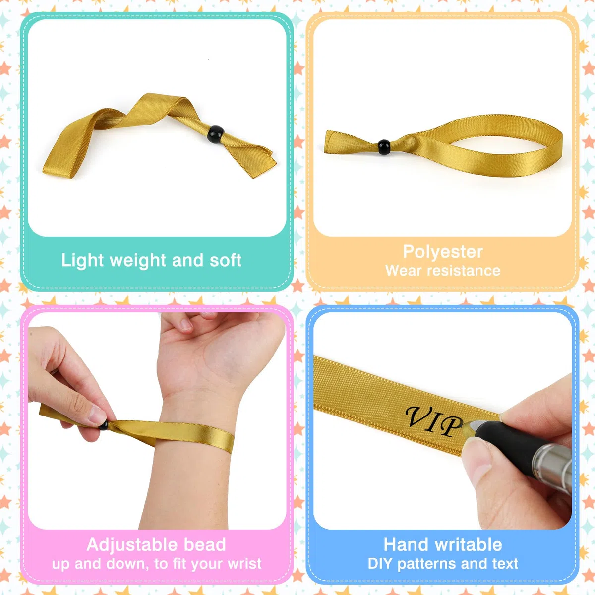 Pulseras de Tela para Eventos Multicolor, 100 Pulsera de Tela Reutilizable y Ajustable para Eventos, Pulseras de Colores para Festivales, Conciertos y Fiestas Clubes