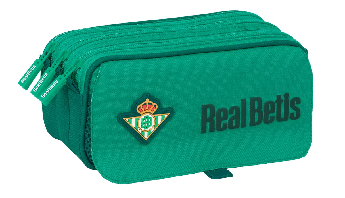 Safta REAL BETIS BALOMPIÉ - Portatodo Triple Big Reciclado, Estuche Infantil, Estuche Niño, Ideal para Niños en Edad Escolar, Cómodo y Versátil, Calidad y Resistencia, 21.5x8x10 cm
