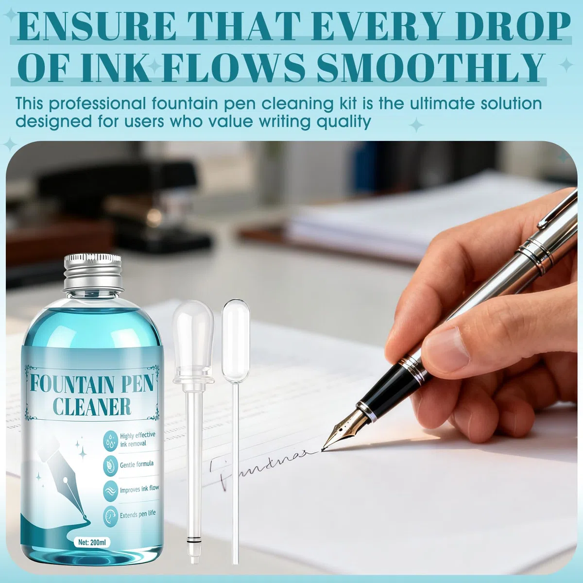 Limpiador Para Pluma Estilográfica, Fountain Pen Cleaning Kit, Limpiador de Plumas Estilográficas, Adecuado para Todo Tipo de Plumas Estilográficas y Plumillas