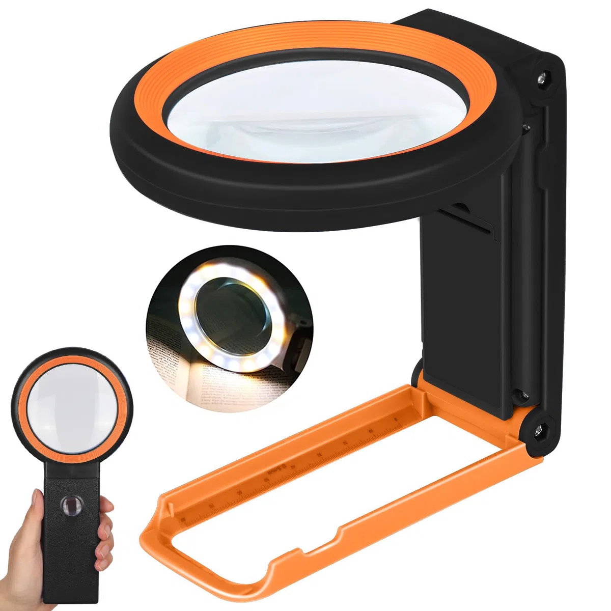 Lupa con Luz, Lupas de Gran Aumento con 18 Luces LED, Lupa Manos Libres para Leer Libros, Soldadura, Inspección, Monedas, Joyería, Exploración