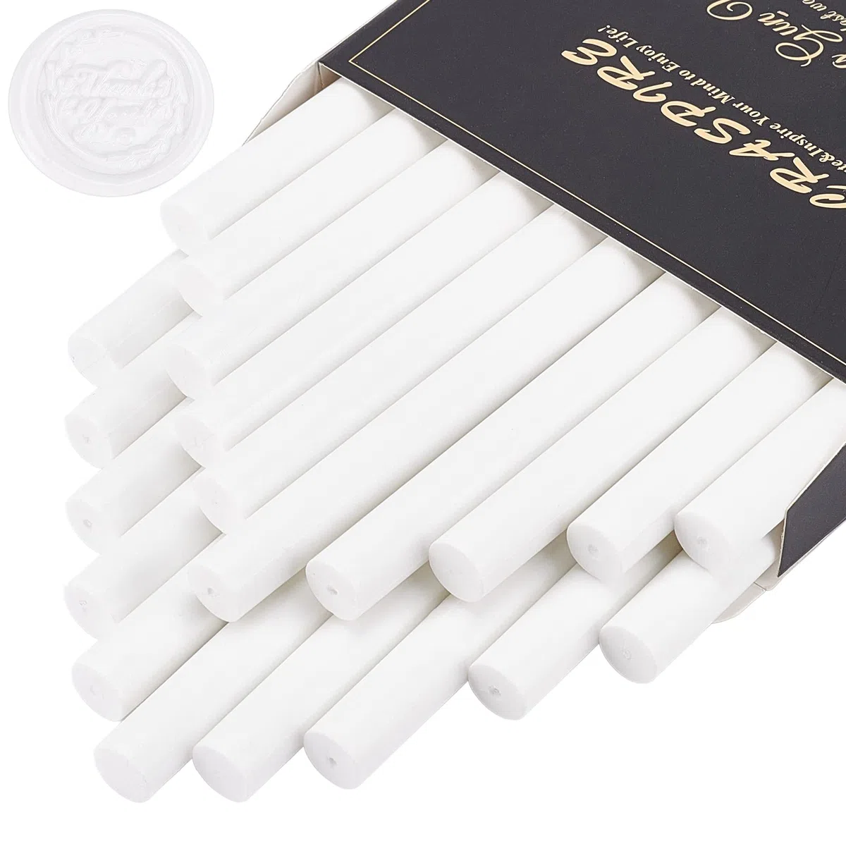 CRASPIRE 20 pieza de Varillas de Cera para Sellado de Pistola de Pegamento de 11 mm para Sello de Cera Vintage Y Tarjetas de Invitación con Letras, Botella de Vino, Paquete de Regalo (Blanco Marfil)