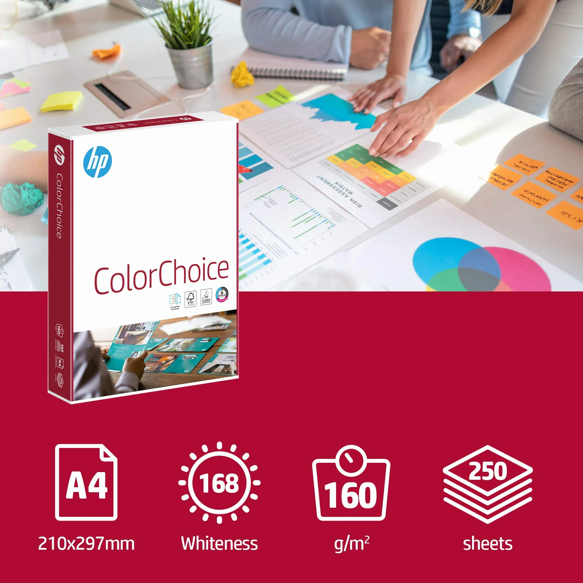 HP Paper Colour Laser A4, 250 hojas, color blanco
