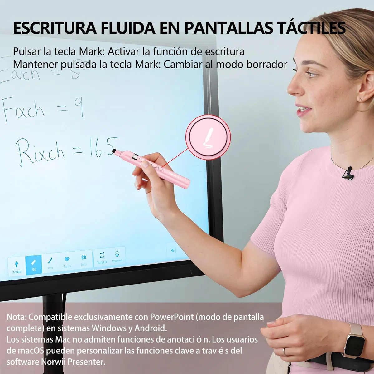 Norwii N21 Puntero de Presentación Bluetooth con Puntero Didáctico Telescópico, Control Remoto de Presentación con Varilla Retráctil para PowerPoint, Presentador Inalámbrico, Avanzador de Diapositivas
