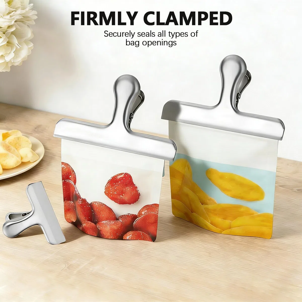 2 Piezas Clip De Sellado Metal Tres Tamaños Diferentes Se Utiliza Para Sellar Y Conservar Alimentos, Etiquetas, Bolsas, Fotografías, Etc.