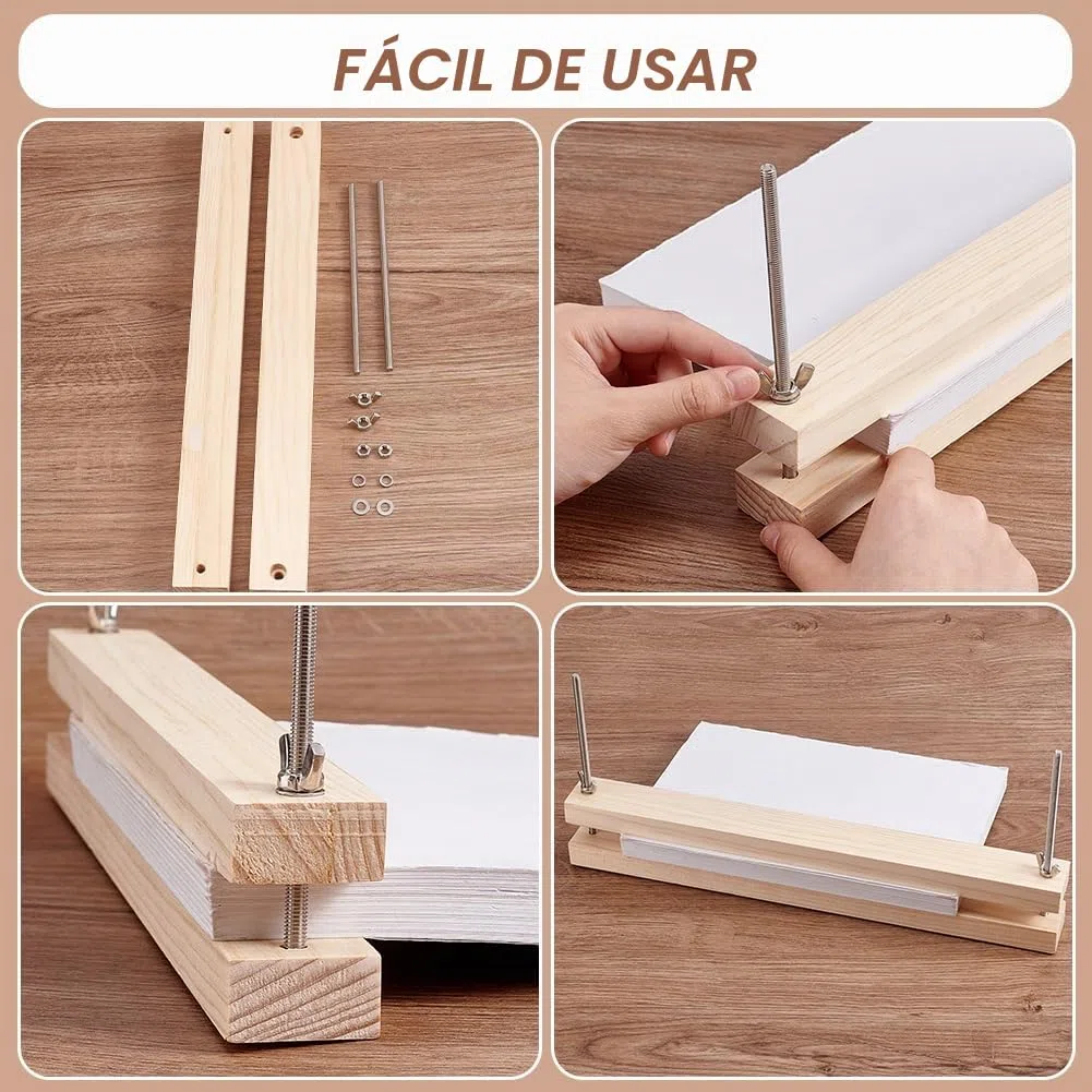 BENECREAT Prensa de Encuadernación de Madera Encuadernador de Prensa Grande Máquina de Prensa de Papel Plano de 380x38 mm/15x1.5 pulgadas Prensa de Acolchado de Factor de Forma de Madera