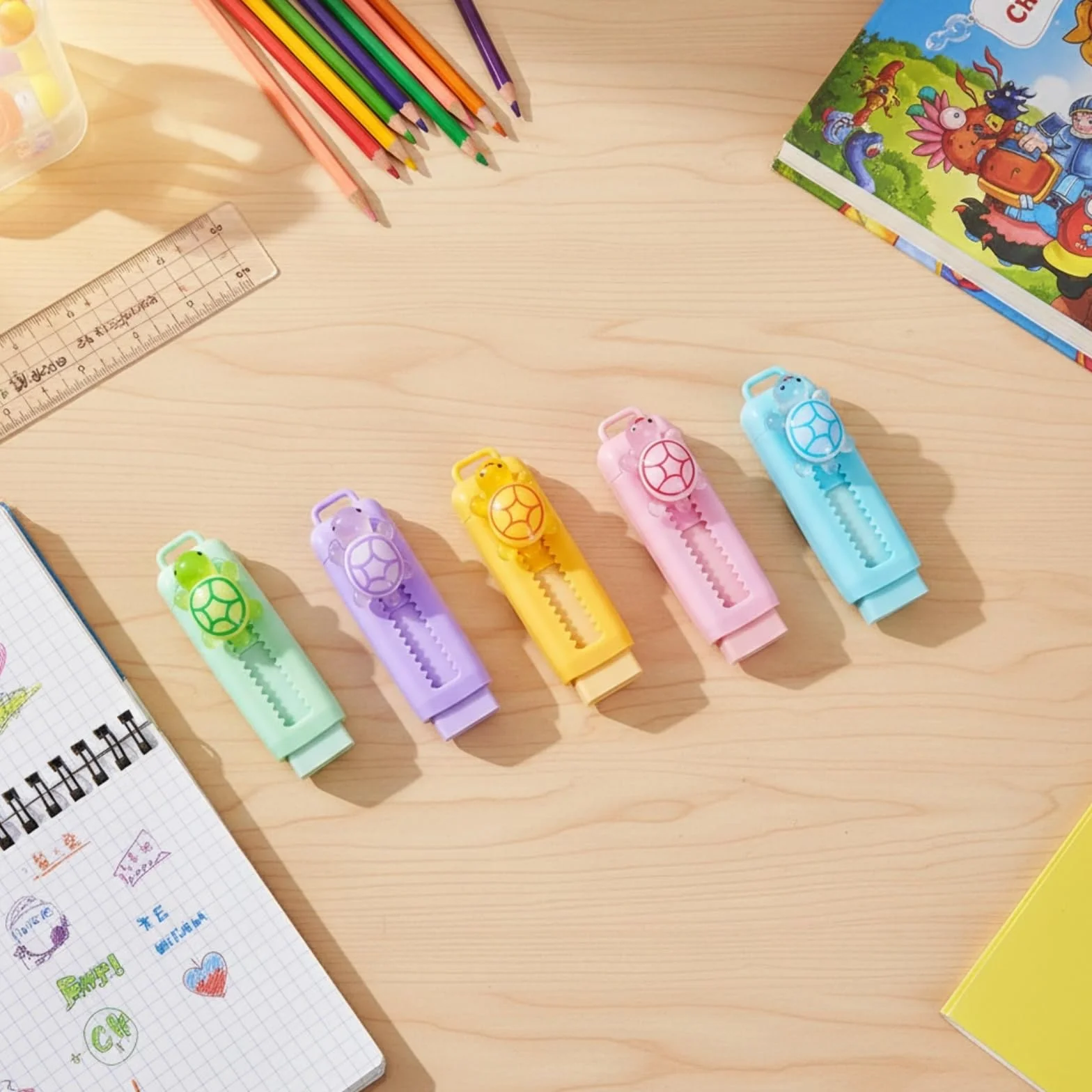 Gomas de borrar retráctiles 4B 10 unidades divertidas animales para niños fiestas