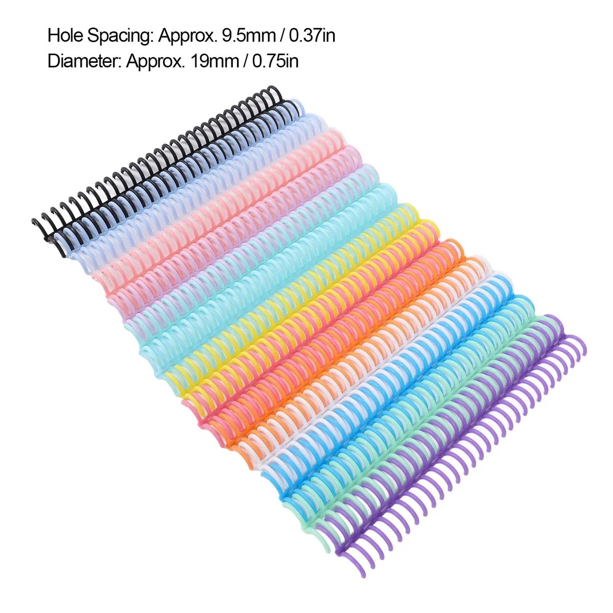 BORDSTRACT 14 Uds. de encuadernación con peine de 14 colores, capacidad de 150 hojas, calendario de cuaderno con peine de encuadernación de plástico PP de 19mm x 30 anillos