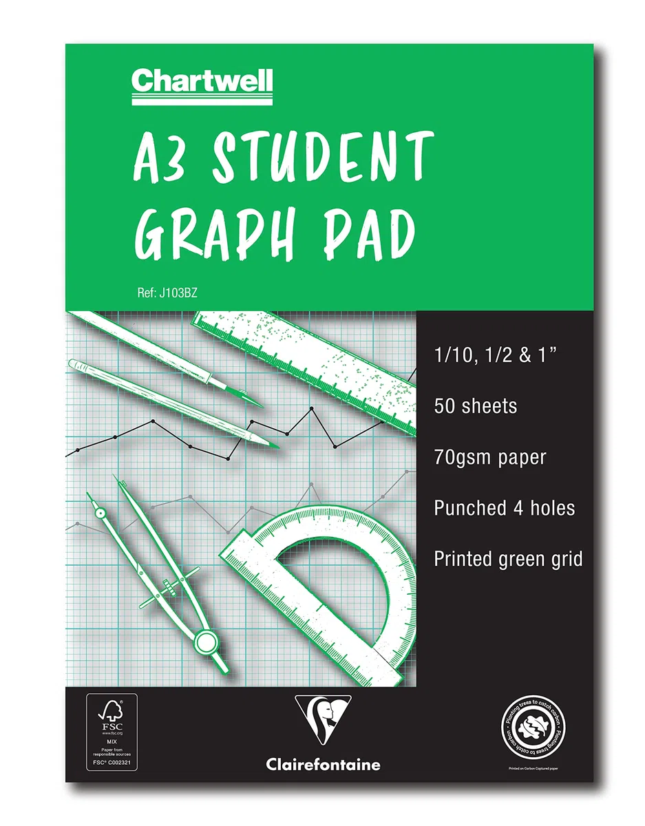 Chartwell CHJ103B - Papel milimetrado (30 unidades, tamaño A3)