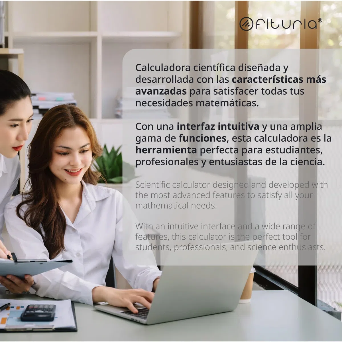 Calculadora científica, Calculadora Digital científica para Ingeniería, Escuela y Universidad, Pantalla 2 líneas, Compatible para Escuelas y Negocios - Ofituria (F-82MS)