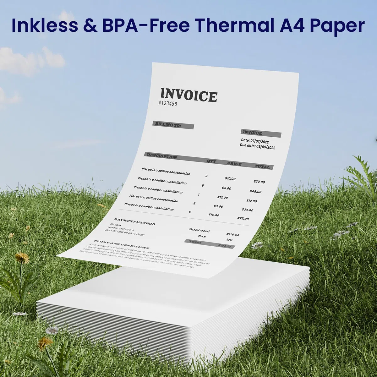 Phomemo A4 Impresora Papel, Papel Térmico Blanco de Secado Rápido para Impresoras Térmicas Portátiles A4 M08F/P831/M832/M833/M834/M835, 210mm x 297mm (8.27" x 11.69"), 100 Hojas/Caja