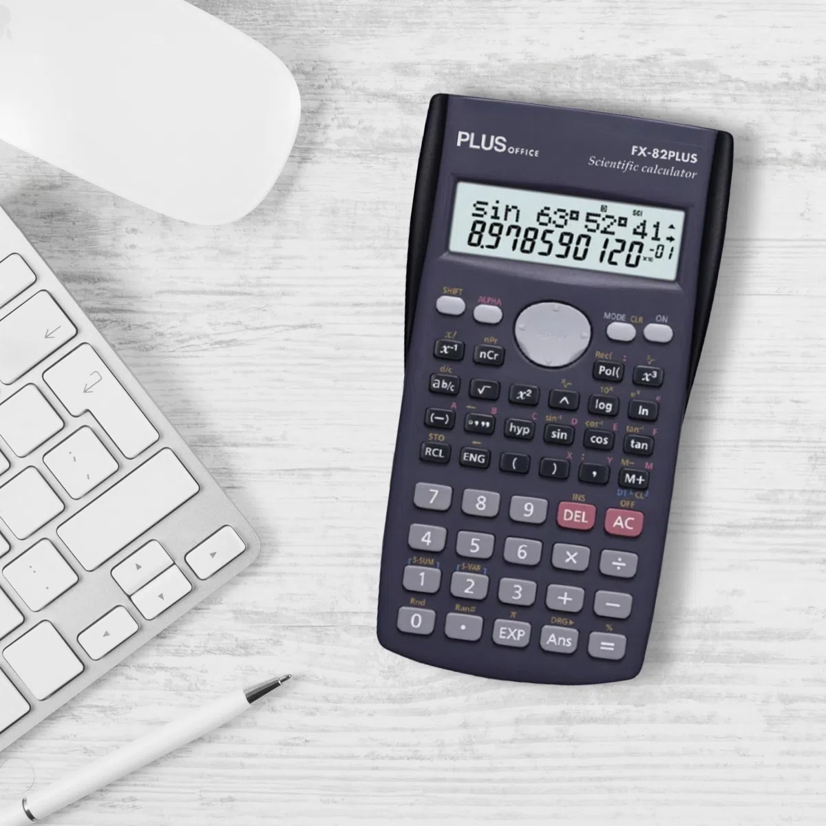 Plus Office Calculadora Científica para Ingeniería, Escuela y Universidad, Pantalla 2 líneas (10+2 dígitos). Funciones Hiperbólicas y Trigonométricas, 2 Años de Garantía, FX-82 Plus Color Negro