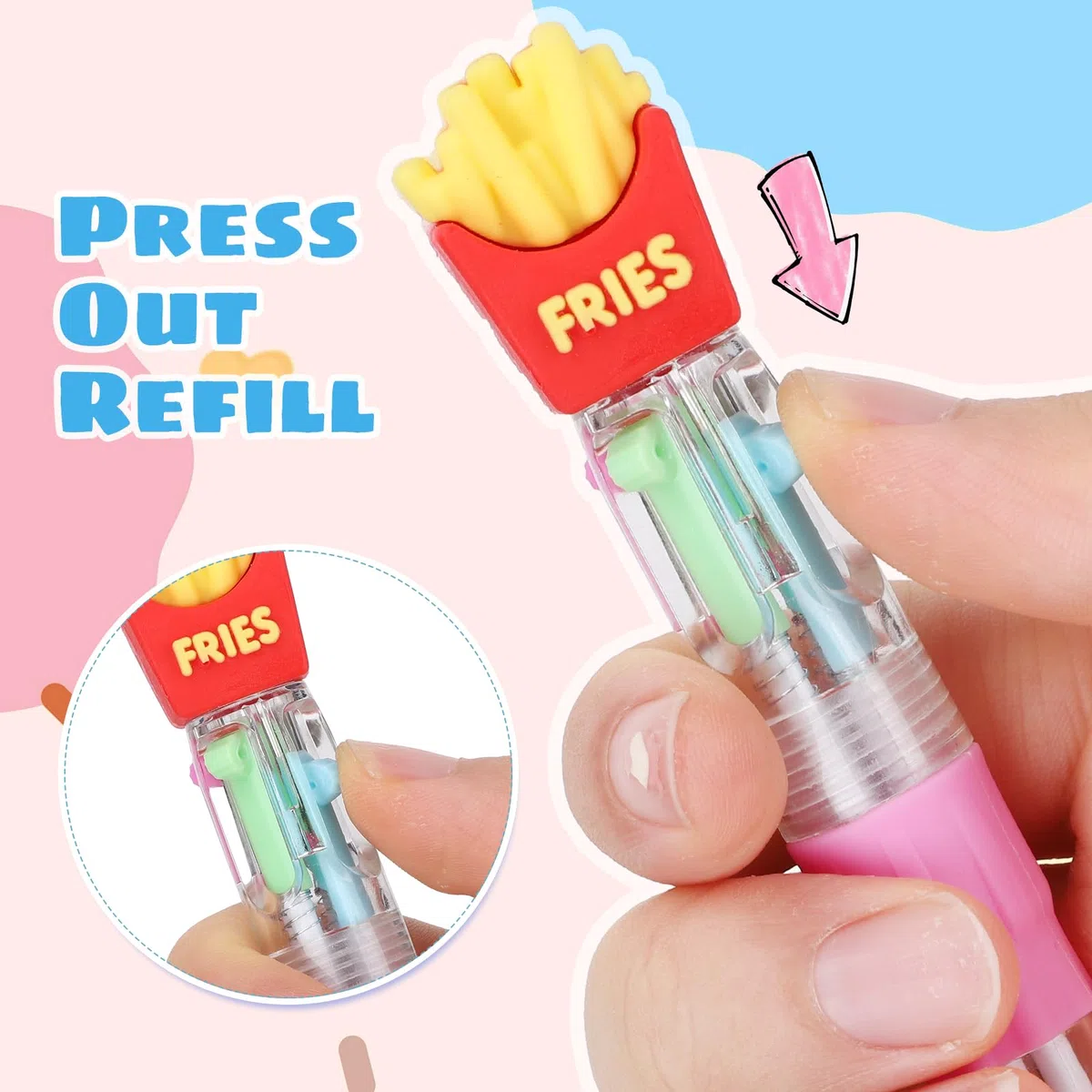 Yoosso 48 Piezas Bolígrafos 4 en 1 Retráctiles con Diseño de Dibujos Animados, Ideales como Detalles para Fiestas, Regalos para Invitados, Material Escolar para Estudiantes, Regalo de Graduación