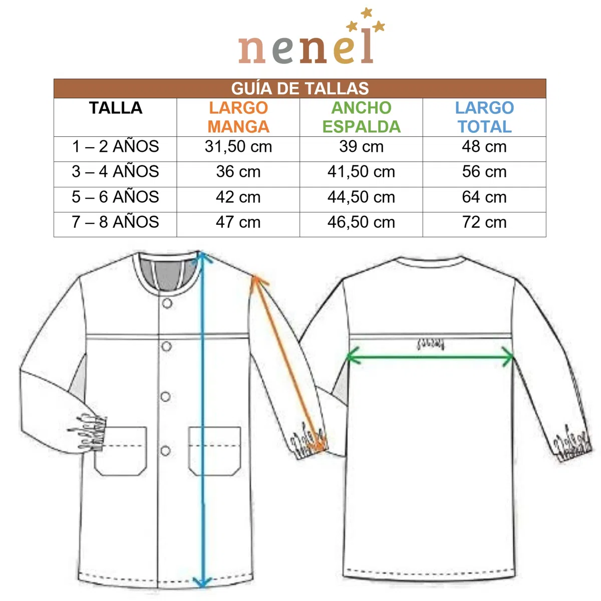 Nenel Bata Escolar Personalizada - Babi escolar infantil con Nombre Bordado – Mandilón personalizado para Niños – Modelo patrulla Canina