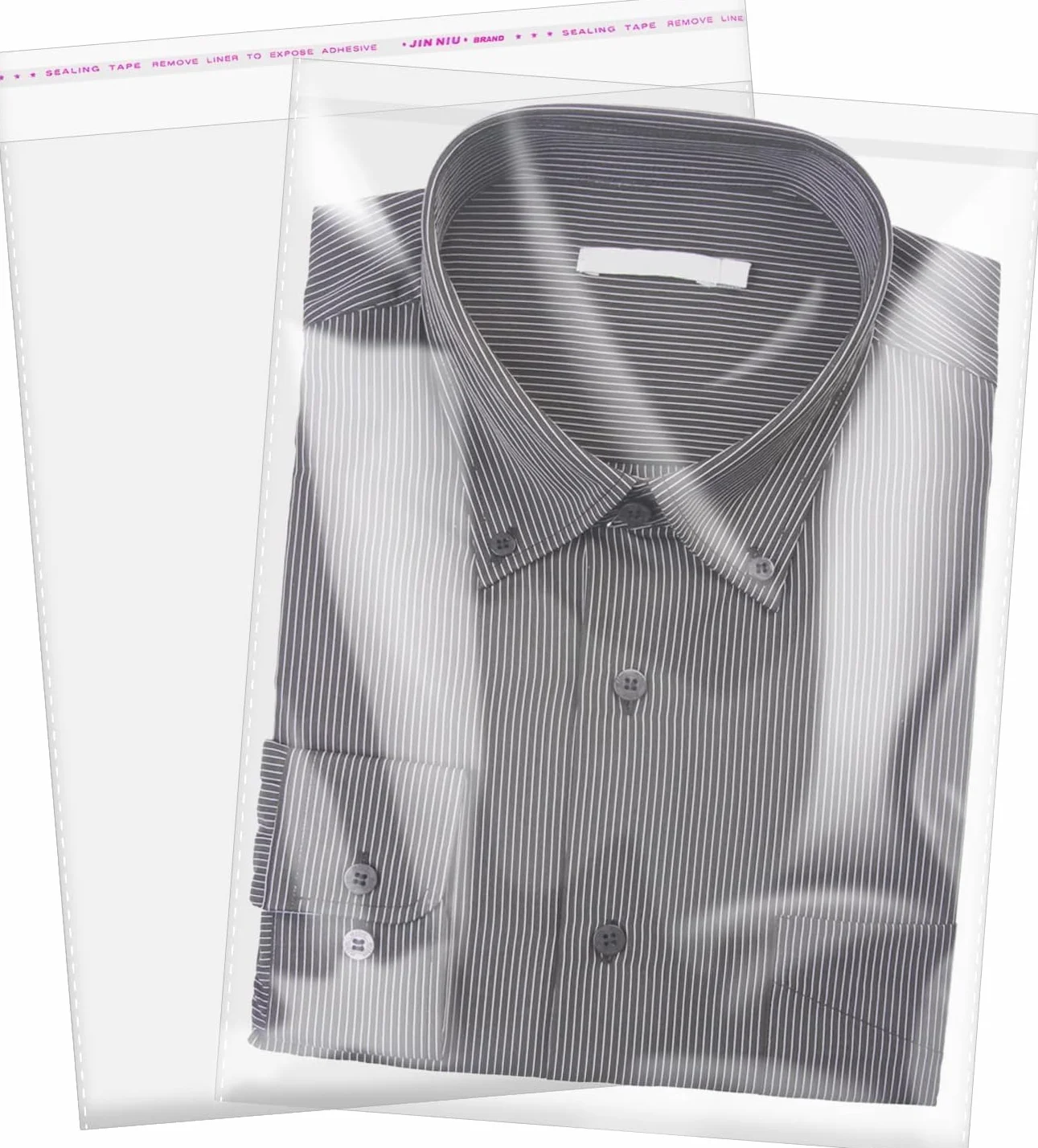 MGE - 100 Bolsas Grandes 35x45 de Celofán Transparente - Bolsas de Plástico con Banda Autodhesiva - Bolsas Transparente Celofán OPP con Cierre Adhesivo para Ropa, Pantalones, Camisetas