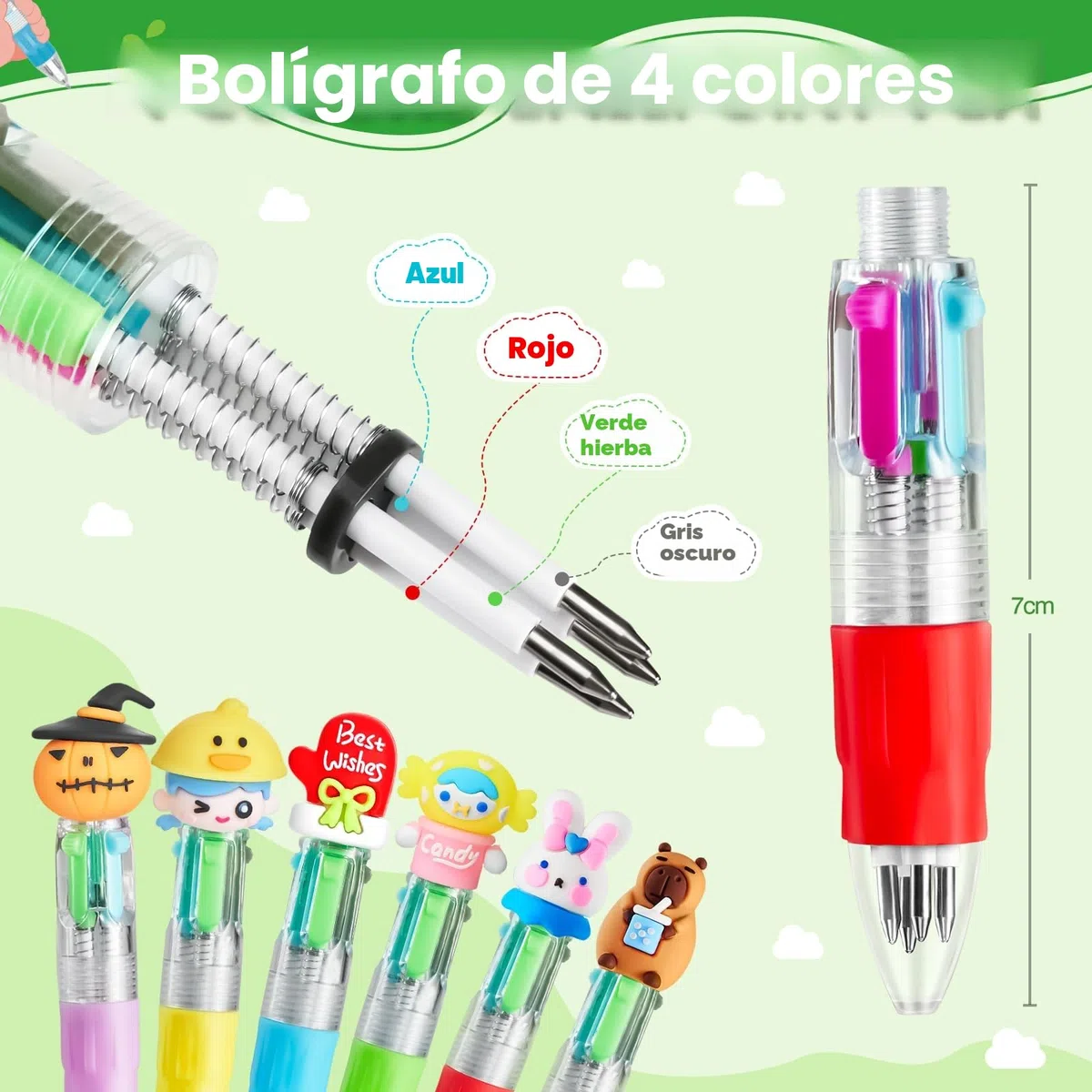 48 Boligrafo Multicolor 4 en 1: 24 Boligrafo Multicolor+24 Lápices, Regalos Cumpleaños Niños Colegio, Detalles Cumpleaños Niños, Bolígrafos Divertidos para Fiestas Infantiles
