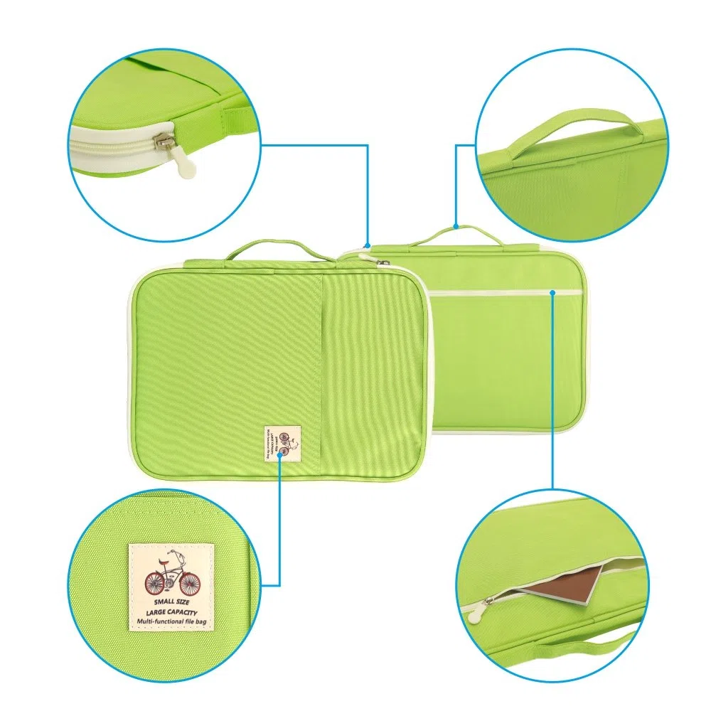 Carpeta de Conferencias - Carpeta de Documentos con Cremallera Organizador de 8 Bolsillos para iPad, Portátiles, Documentos por YOUSHARES(Verde)