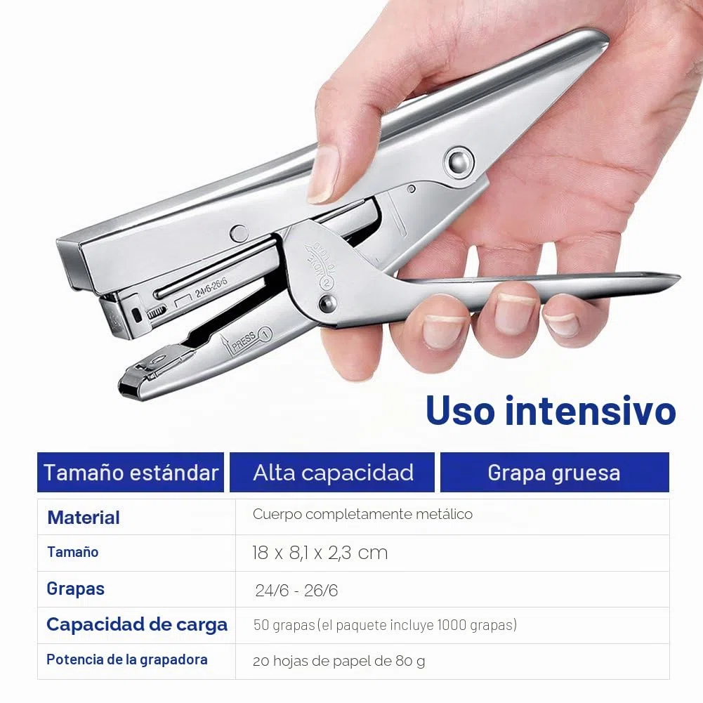 Grapadora, con 1000 grapas y juego de extractor, capacidad de 20 hojas, tamaño de oficina de escritorio completo