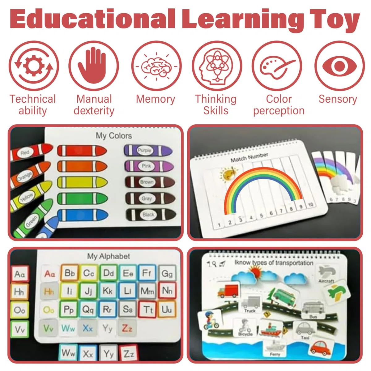 My Preschool Busy Book Set Grueso Completo Juego de 12 Temas Interesantes Educativos Preescolar para Viajes y Aprendizaje Divertido