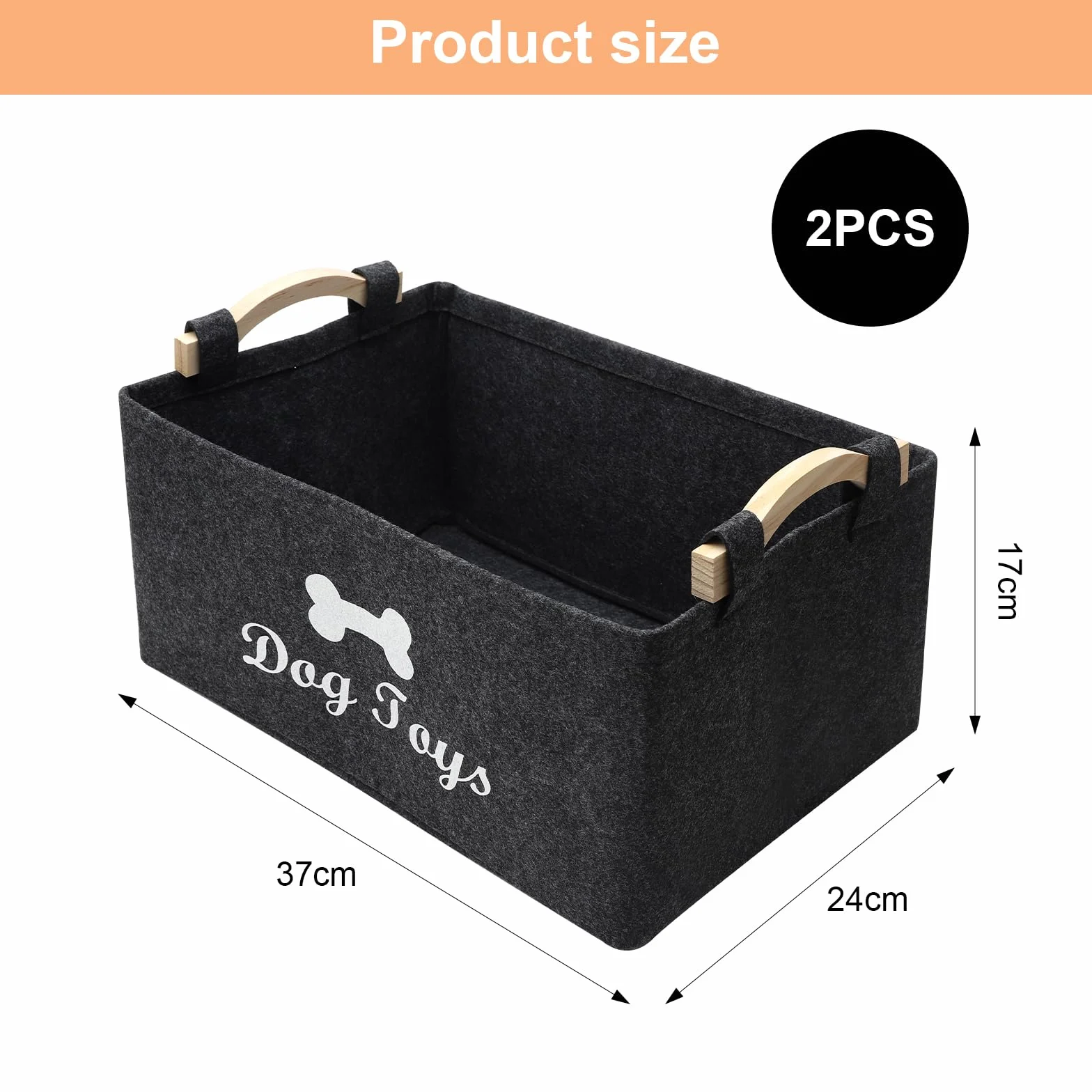 APOMOONS 2 Cestas de Fieltro Grises con Asa Plegables para Guardar Juguetes de Perro Cestas Organizadoras de Fieltro para Guardar Snacks Cosas Pequeñas Ropa Sucia