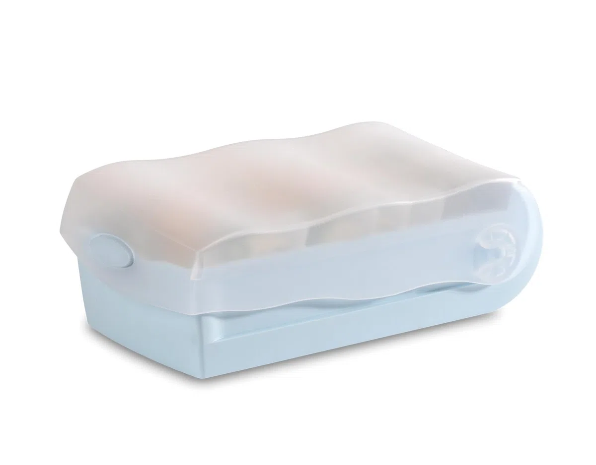 HAN Croco 997-884 - Caja de tarjetas de aprendizaje (5 compartimentos, DIN A7, para 900 tarjetas, incluye 5 placas de apoyo + 100 tarjetas de aprendizaje, caja de aprendizaje, 997-884), color azul