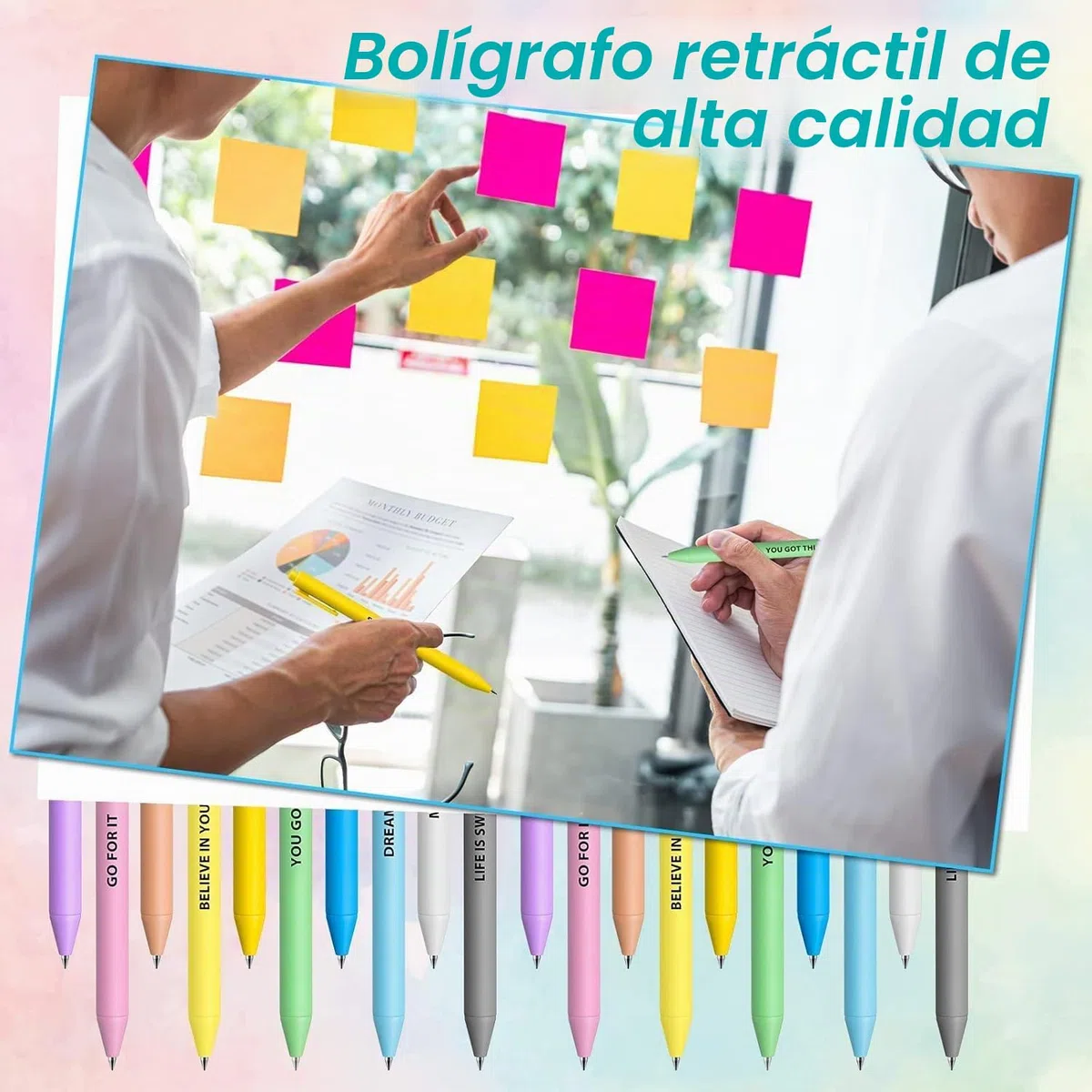 KAHEIGN 50 Piezas Bolígrafos Inspiradores, 14CM Macaron Bolígrafo Frases Motivacionales Bolígrafos Retráctiles de Tinta Negra para Jefes Oficina Escritorio Artículos Regalos (10 Estilos Positivos)