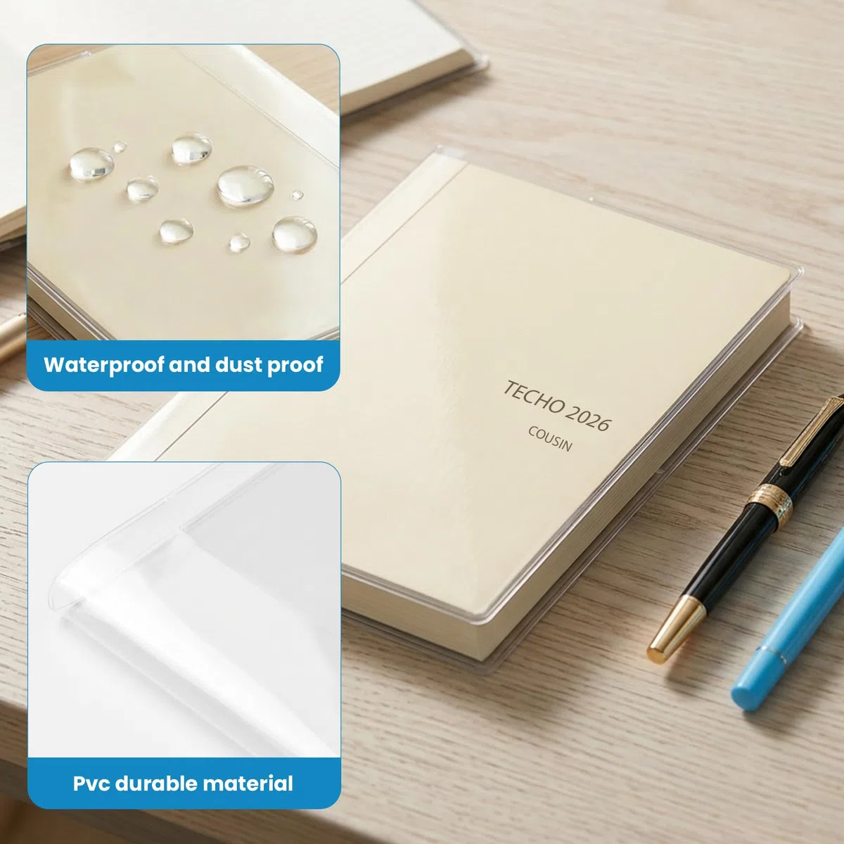 Funda transparente para agenda A5, compatible con Hobonichi Techo Cousin 2026 A5, compatible con Midori A5, protector para cuadernos Stalogy (paquete de 1)