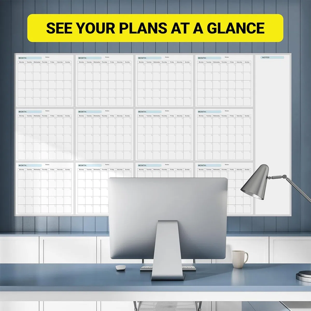 Planificador Anual 2026 Pared, 150 X 85cm Calendario Anual Pizarra Blanca Borrable En Calendario Planificador Anuals Borrable - Calendarios Anuals De Pizarra En Reutilizable Para