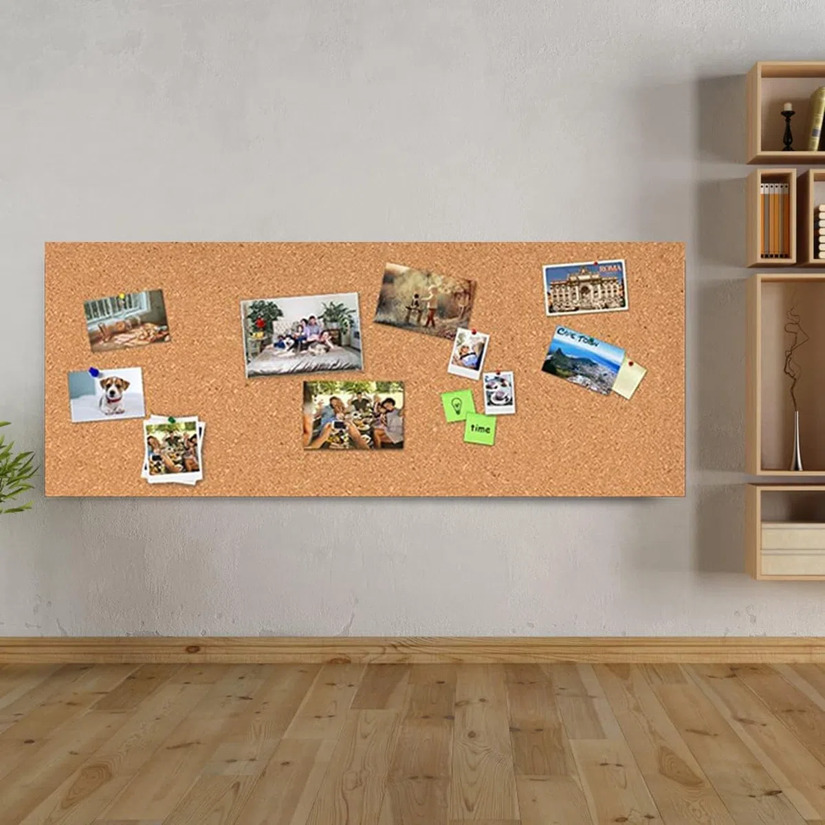 Okydoky Tablero de alfileres de madera maciza, 40 x 120 cm, 3 mm, corcho, rectangular, autoadhesivo, para colgar fotos, barras de anuncios de corcho para oficina, escuela y hogar