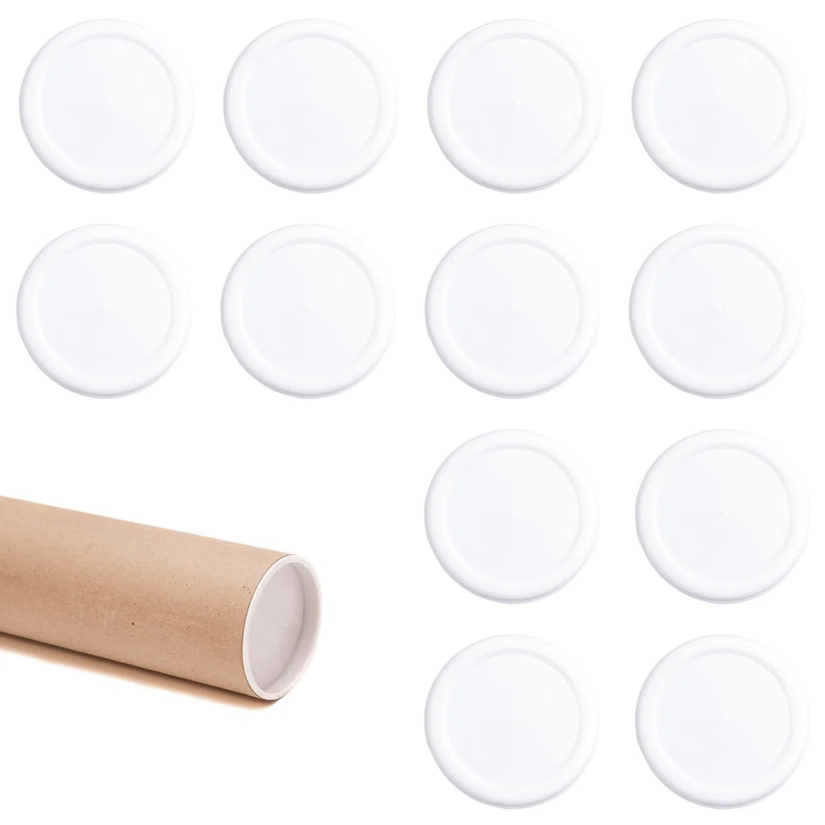 INCREWAY 24 fundas de cartón para tubo de correo, cubierta protectora de plástico para papel, tapas de plástico de tapón interior, tapones finales para tubos de correo, documentos, pósteres