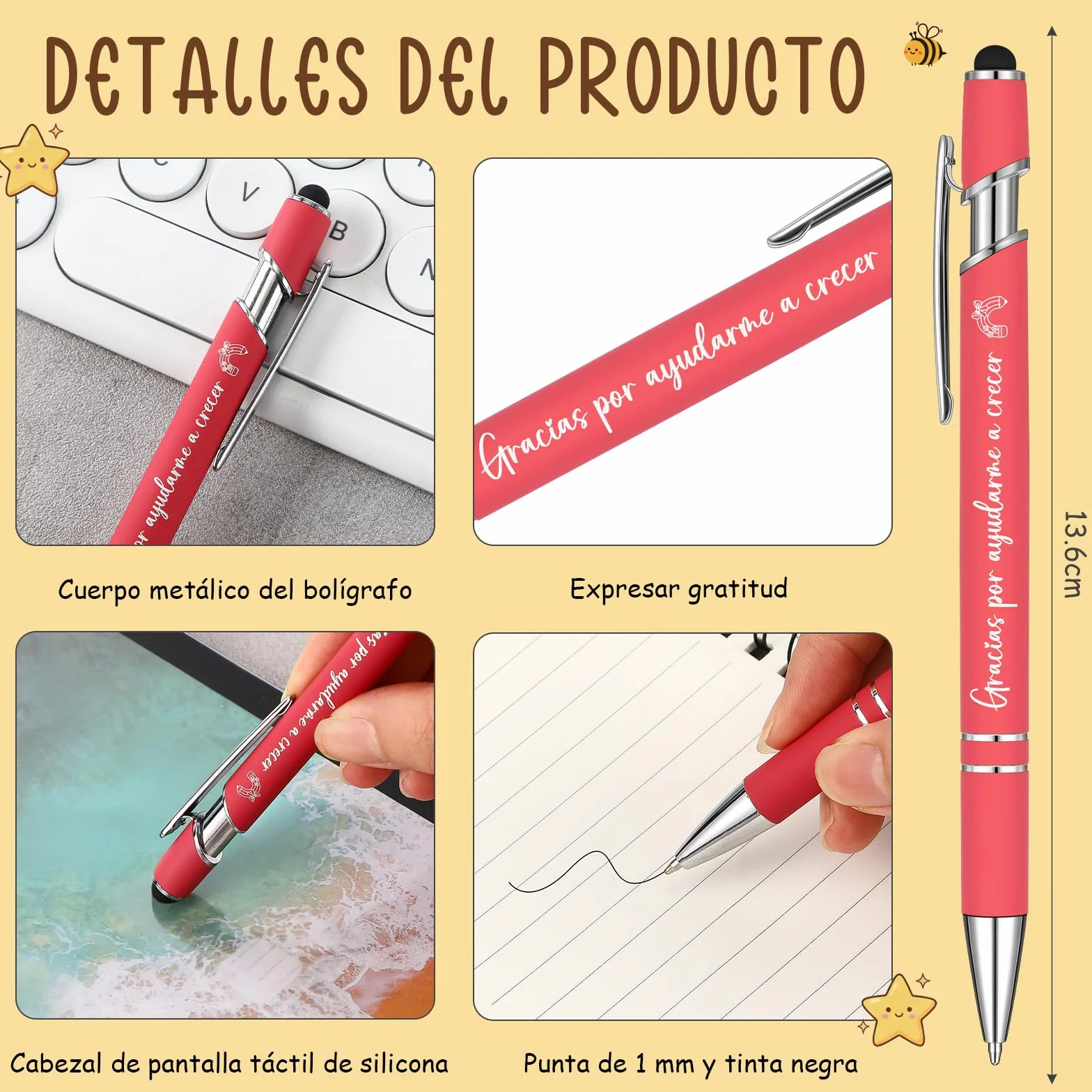 BBTO 4 Piezas Regalos para Profesores Maestra Llavero Bolígrafo Bolsa de Maquillaje Cuaderno Arcoíris Día del Maestro