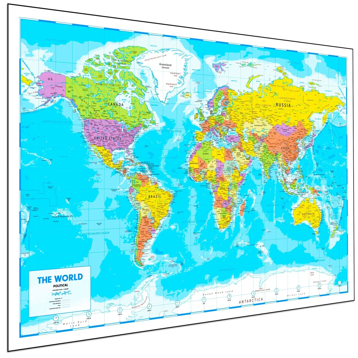 Póster de mapa del mundo para pared, 84 x 60 cm, mapa grande del Atlas del mundo para pared, regalo para aula o geografía