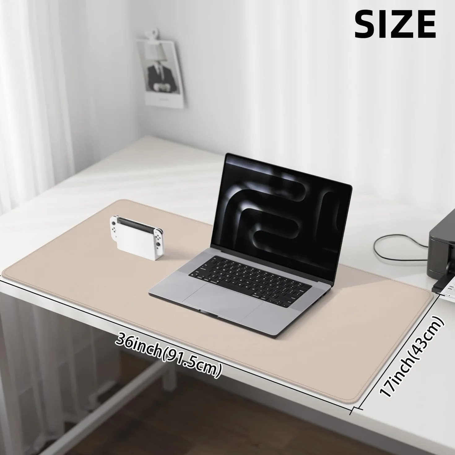 Cuero Almohadilla de Mesa para el ratón Desk Pad Large Mouse Pad Mat Antideslizante Tabla Computadora Portátil Bloque de escritura Oficinas y Familias (Beige, 80x40cm)
