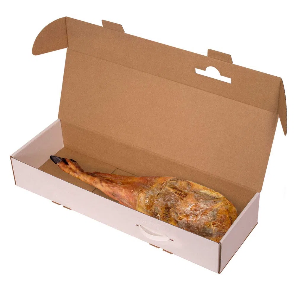 Caja para Jamón y Paletilla – Cartón Blanco Mate con Asa – 80x25,5x13 cm – Pack de 2 Unidades