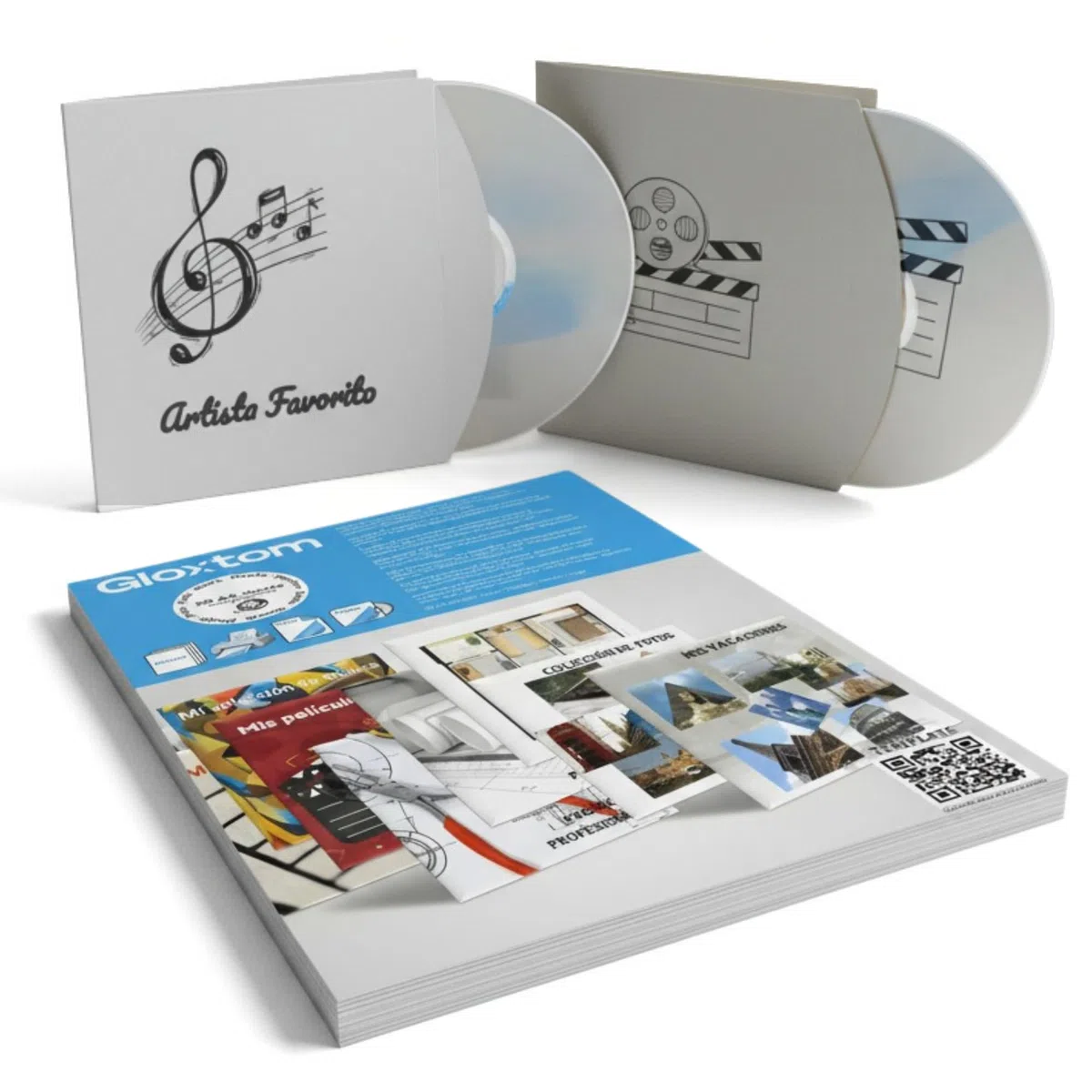 Fundas de Papel para CD y DVD, Imprimibles-Convierte A4 en un Sobre para CD de papel, sin Tijeras, sin Pegamento-50 Hojas Offset 100 g.-Ahorra Espacio - Almacena y Organiza toda tu Colección