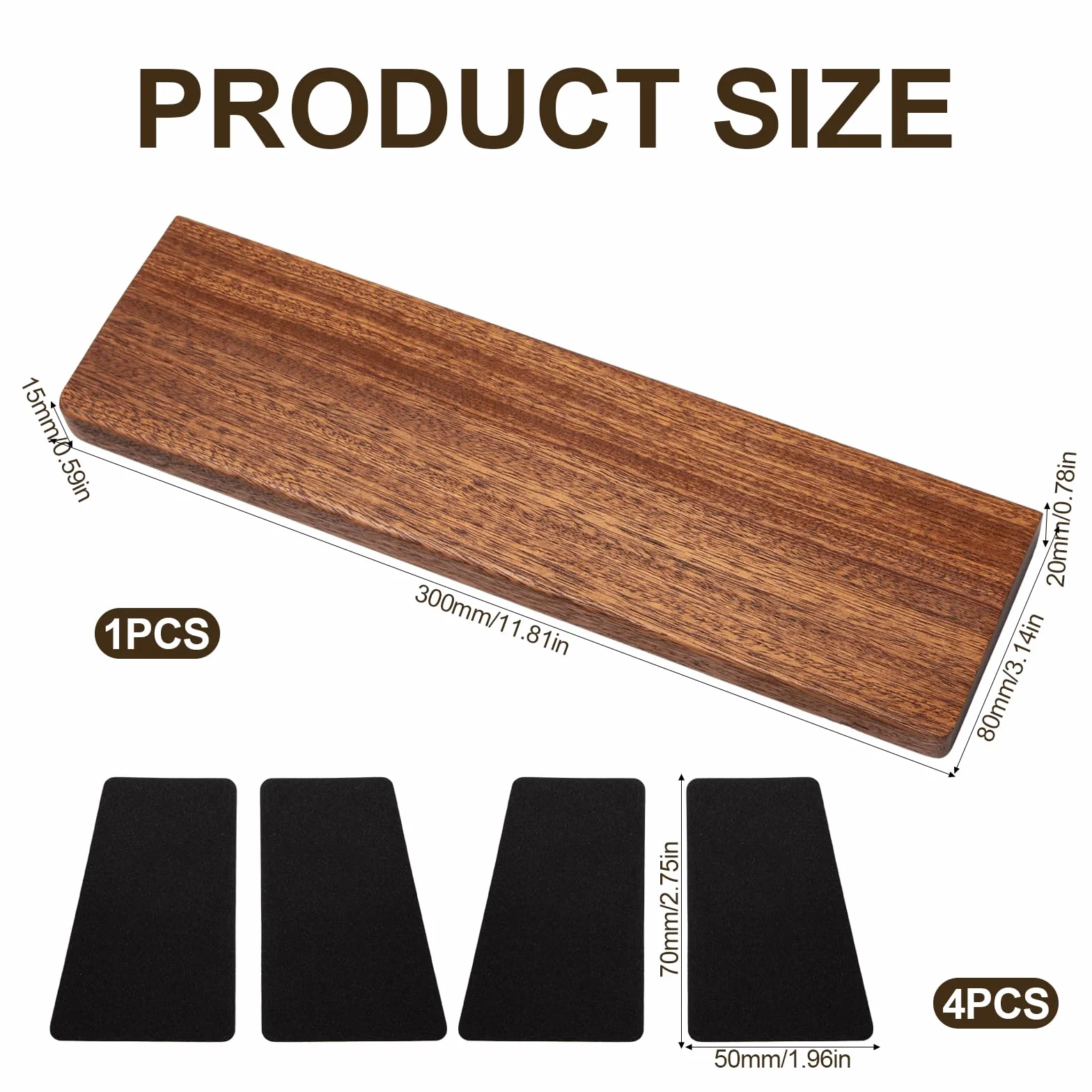Reposamuñecas de Madera 60 Teclas Almohadilla Teclado de Madera Almohadilla Reposamuñecas con Revestimiento Antideslizante para la Oficina Gaming