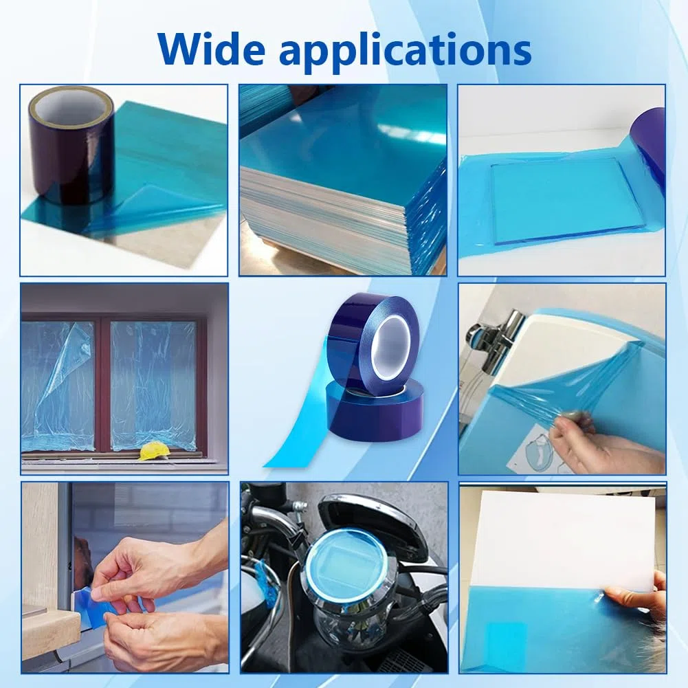 NBEADS Cinta adhesiva protectora para superficies de 400 m, rollo de película protectora transparente antiarañazos extraíble de 5 cm de ancho para ventanas de cristal, metal y plástico, cielo azul