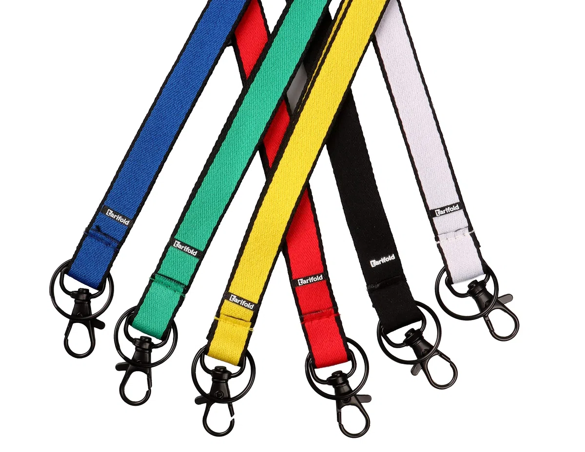 Djois 200521 – Lote de 10 Cordones para Tarjetas con Cinta Plana, Mosquetón Giratorio, Anilla y Cierre de Seguridad para Tarjetas de Identificación y Acreditaciones de Visitantes, Azul