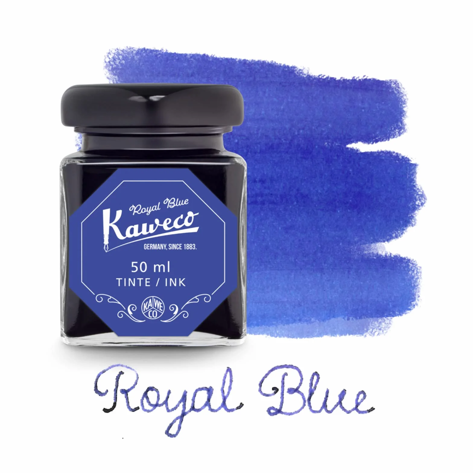 Kaweco Tinta en vaso de color azul real, soluble en agua, vegana, 50 ml, 10002191